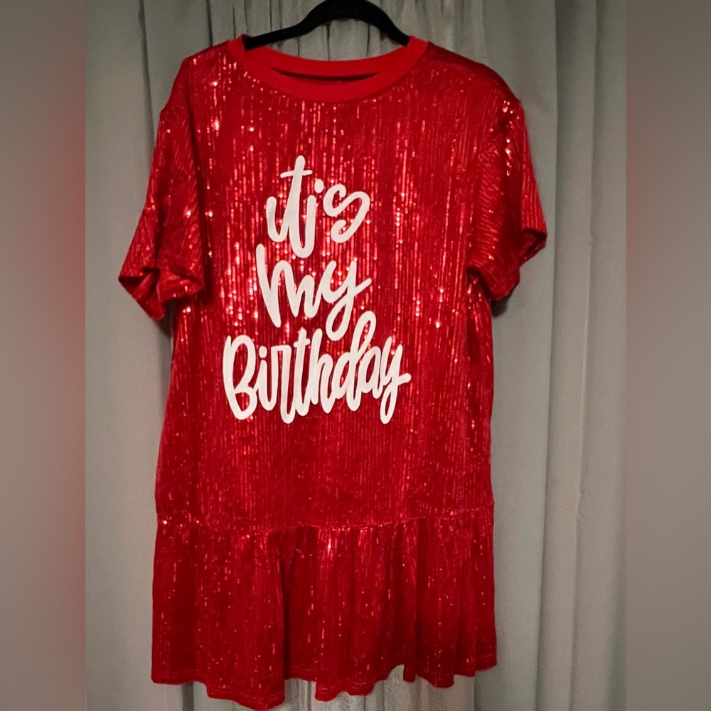 Red Sequin 'It's My Birthday' Dress